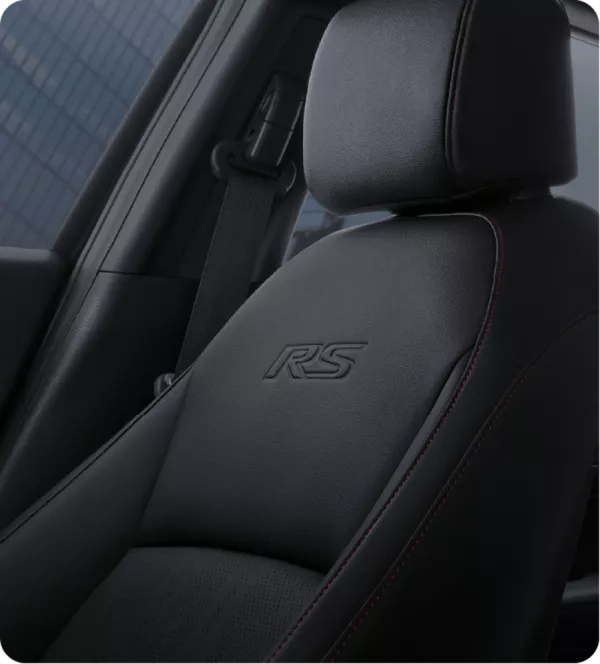 NEW Leather-Trimmed Seat with Red Stitches and RS Emboss